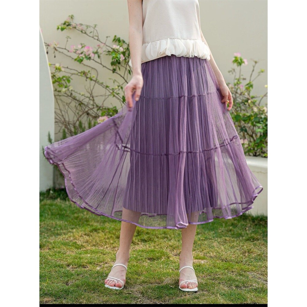 Rosie Posie Lavender dream Womens Size L Purple Tiered Layered Tulle Midi skirt
